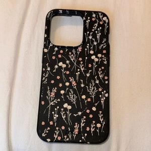IPhone 14 pro case, Pela Cases, black floral